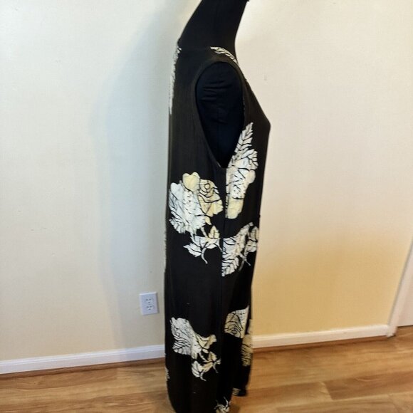 Senada Womens Brown Tropical Maxi Dress Shift Medium Sleeveless Pockets Batik - Picture 6 of 11